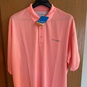 COLUMBIA MENS PFG KNIT POLO TANGERINE NWT!